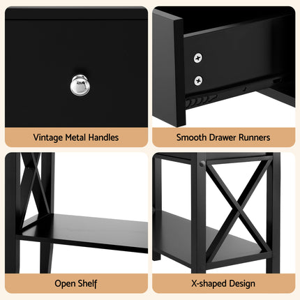 Artiss Console Table 2 Drawers 100CM Black 6