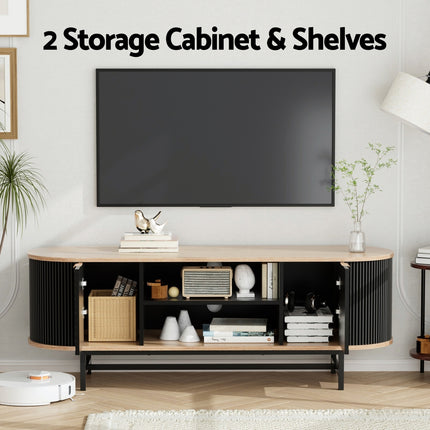 Artiss TV Unit Entertainment Unit Storage Cabinet Black Pine 6