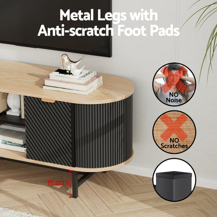 Artiss TV Unit Entertainment Unit Storage Cabinet Black Pine 7