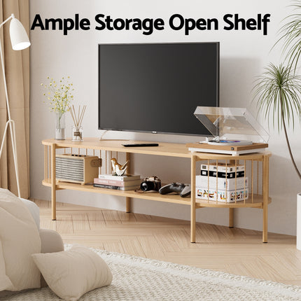 Artiss TV Unit Entertainment Unit Storage Shelf 148cm Pine 7