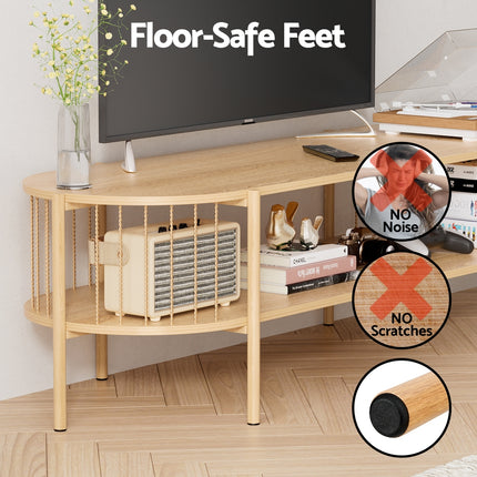 Artiss TV Unit Entertainment Unit Storage Shelf 148cm Pine 8