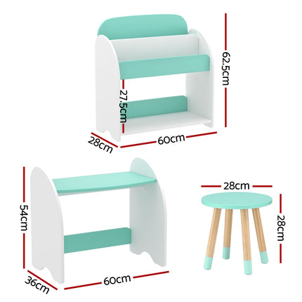 Keezi Kids Bookshelf 2 In 1 Table Chair Set Bookcase Toys Shelves Children Organiser 2