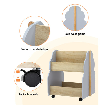 Keezi Kids Toy Box Bookshelf Storage Bookcase Organiser Display Shelf 6