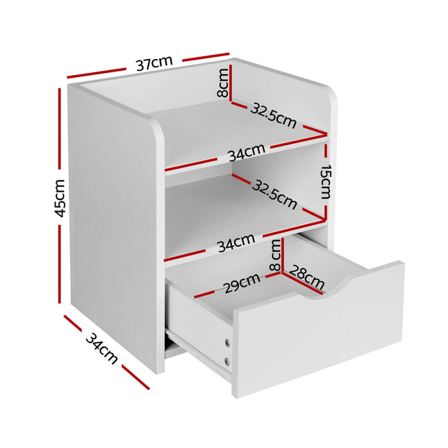 Artiss 2X Bedside Table 1 Drawer with Shelf - FARA White