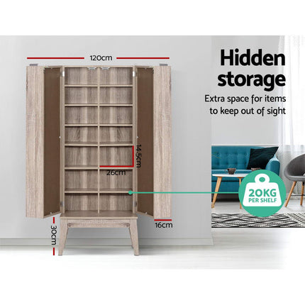 Artiss Bookshelf CD Storage Rack - BERG Oak 7