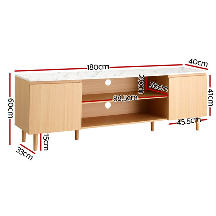 Artiss TV Cabinet Entertainment Unit Stand 180CM Pine White 4