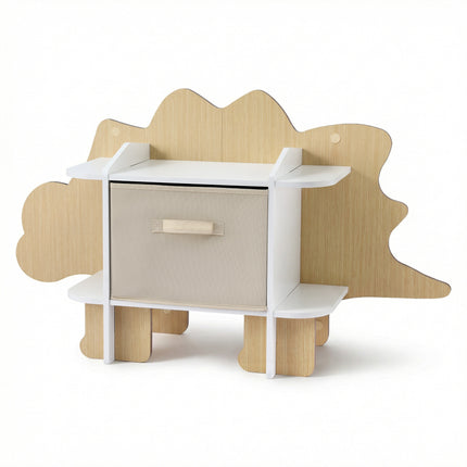 Keezi Dinosaur Kids Bookshelf 2-Tier Children's Bookcase Wooden with with Fabric Drawer, Toddler Bookshelf Toy Storage Organizer for Preschool, Kids Room, Playroom, Nursery 4