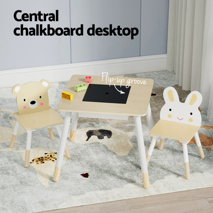 Keezi 3PCS Kids Table and Chairs Set Activity Desk Chalkboard Toy Hidden Storage 5