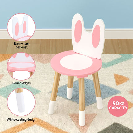 1 Set of Keezi Kids Dressing Table Wooden Bunny Pink 8