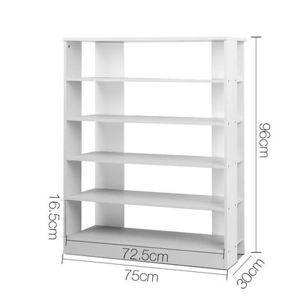 Artiss Shoe Rack Cabinet 30 Pairs 6-Tier Shelf White 2