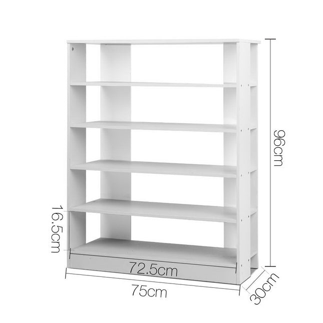 Artiss Shoe Rack Cabinet 30 Pairs 6-Tier Shelf White 2