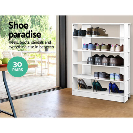 Artiss Shoe Rack Cabinet 30 Pairs 6-Tier Shelf White 4