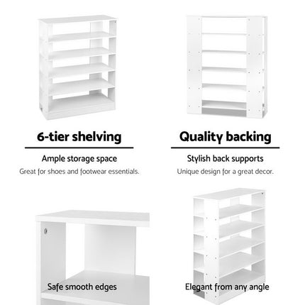 Artiss Shoe Rack Cabinet 30 Pairs 6-Tier Shelf White 6