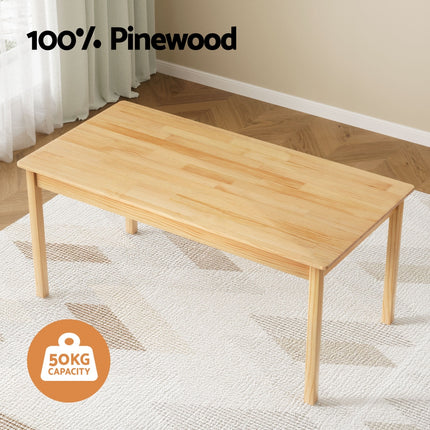 1 Keezi Kids Table and 2 Chairs Set Pinewood 5