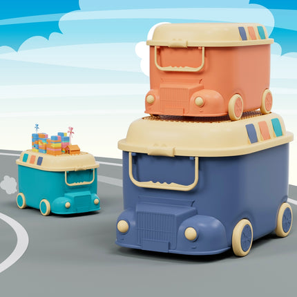 Keezi 3PCS Toy Storage Box Cute Car Toy Container Kids Toys Organiser Snack Boxes 7