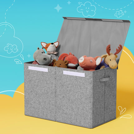 Keezi Large Toy Box Chest Storage with Flip-Top Lid Foldable Organizer Bins Grey 5