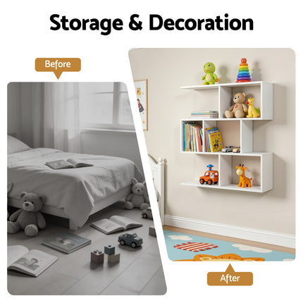 Artiss Floating Wall Shelf Bookshelf 3-Tier Display Storage Organiser White 6