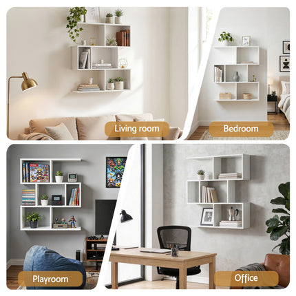 Artiss Floating Wall Shelf Bookshelf 3-Tier Display Storage Organiser White 8
