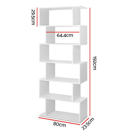 Artiss Bookshelf 6 Tiers - RIVA White 2