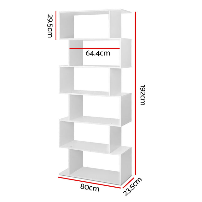 Artiss Bookshelf 6 Tiers - RIVA White 2
