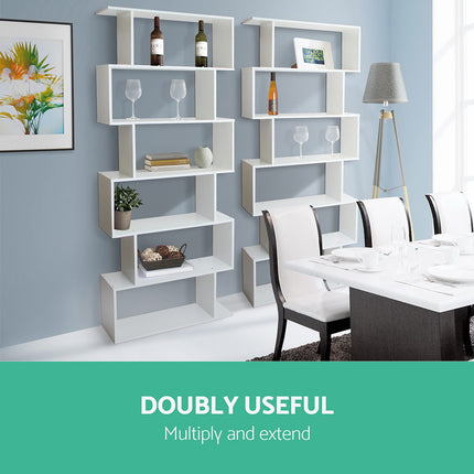 Artiss Bookshelf 6 Tiers - RIVA White 5