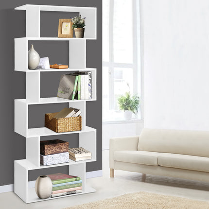 Artiss Bookshelf 6 Tiers - RIVA White 7