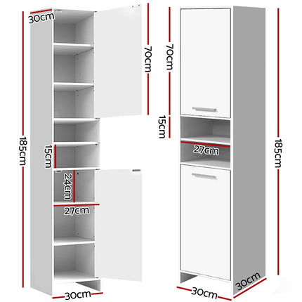 Artiss Bathroom Cabinet Storage 185cm White 2