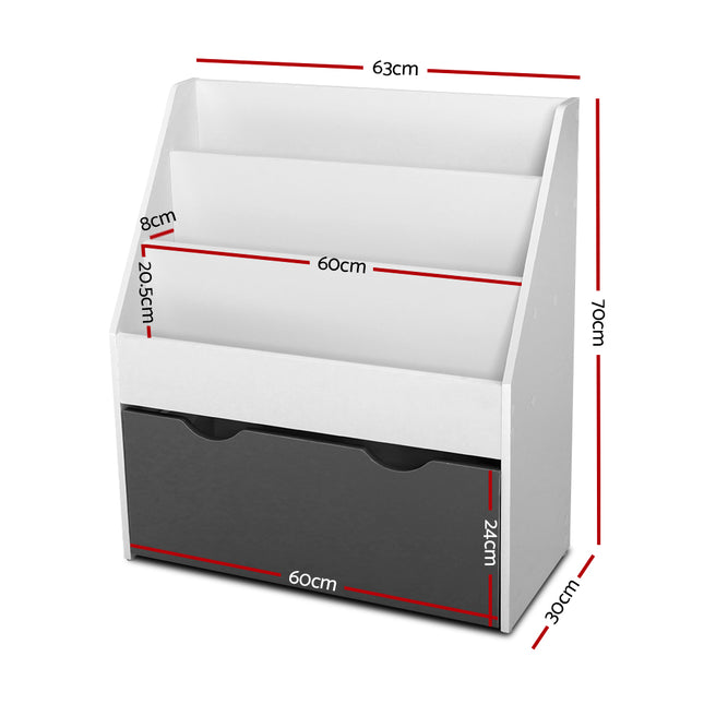 Keezi 3 Tiers Kids Bookshelf Magazine Rack Children Bookcase Organiser Storage 2