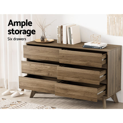 Artiss 6 Chest of Drawers - XAVI Walnut 6