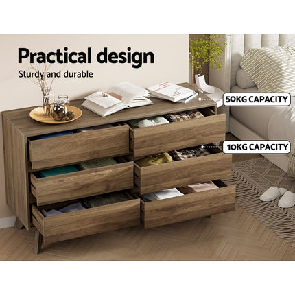 Artiss 6 Chest of Drawers - XAVI Walnut 7