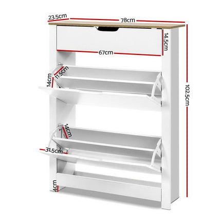 Artiss Shoe Rack Cabinet 16 Pairs White Ana 4