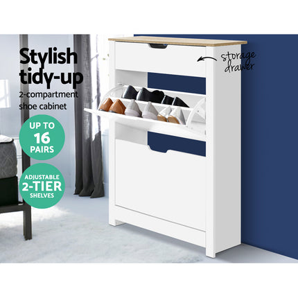 Artiss Shoe Rack Cabinet 16 Pairs White Ana 5