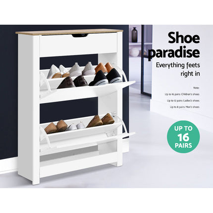 Artiss Shoe Rack Cabinet 16 Pairs White Ana 7