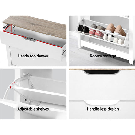 Artiss Shoe Rack Cabinet 16 Pairs White Ana 8