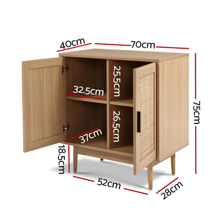 Artiss Rattan Buffet Sideboard 2 Doors - BRIONY Oak 2