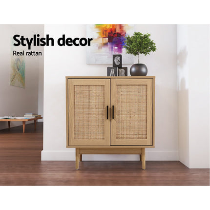 Artiss Rattan Buffet Sideboard 2 Doors - BRIONY Oak 4