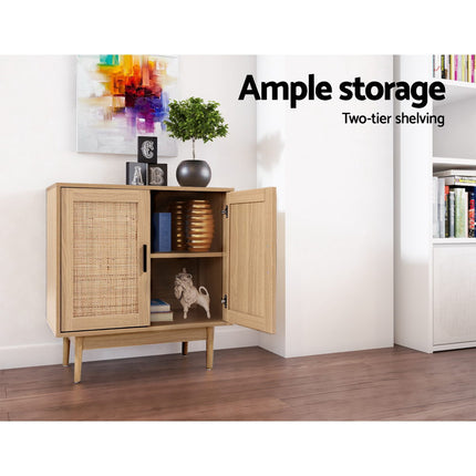 Artiss Rattan Buffet Sideboard 2 Doors - BRIONY Oak 5