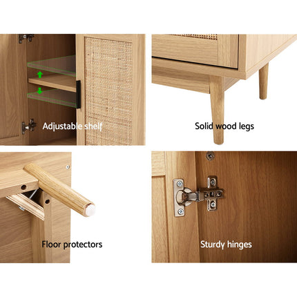 Artiss Rattan Buffet Sideboard 2 Doors - BRIONY Oak 6