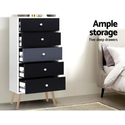Artiss 5 Chest of Drawers - BONDS White 3