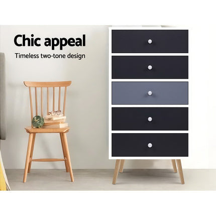 Artiss 5 Chest of Drawers - BONDS White 4