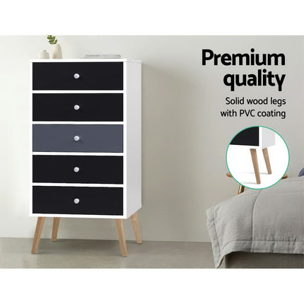 Artiss 5 Chest of Drawers - BONDS White 6