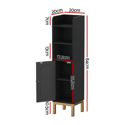 Artiss Bathroom Storage Cabinet Floor Organizer Toilet Corner Adjustable Black 3