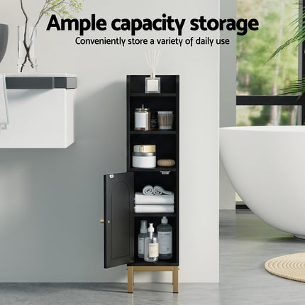 Artiss Bathroom Storage Cabinet Floor Organizer Toilet Corner Adjustable Black 5