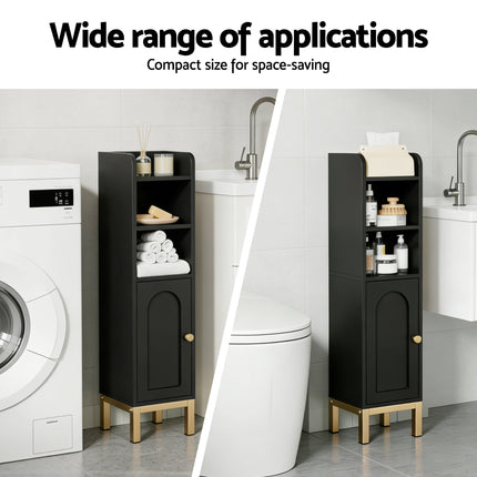 Artiss Bathroom Storage Cabinet Floor Organizer Toilet Corner Adjustable Black 7