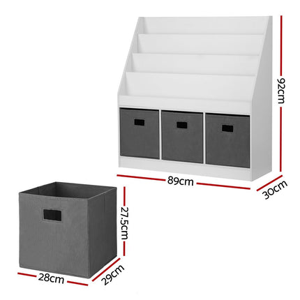 Keezi Kids Bookshelf 4 Tiers Magazine Rack Toy Box Organiser Storage Display Shelf 2