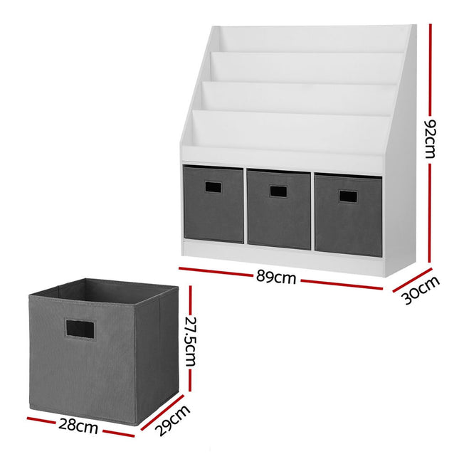 Keezi Kids Bookshelf 4 Tiers Magazine Rack Toy Box Organiser Storage Display Shelf 2