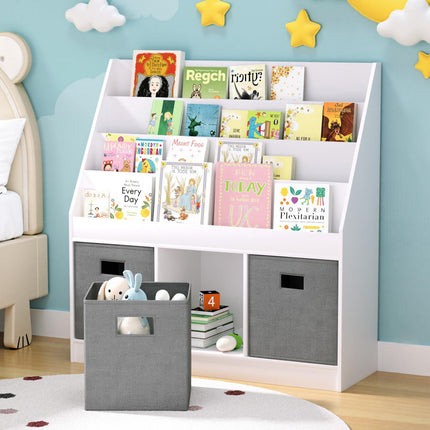 Keezi Kids Bookshelf 4 Tiers Magazine Rack Toy Box Organiser Storage Display Shelf 7