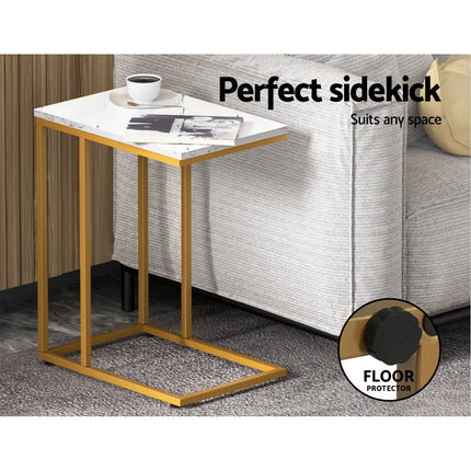 Artiss Coffee Table Side Table Marble Effect Emma 3