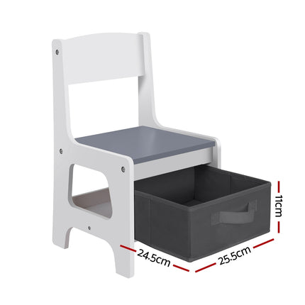 Keezi Kids Table and Chairs Set Play Activity Toys Storage Chalkboard Desk Grey 3