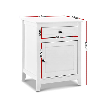 Artiss Bedside Tables Side Table Drawers Nightstand White 2